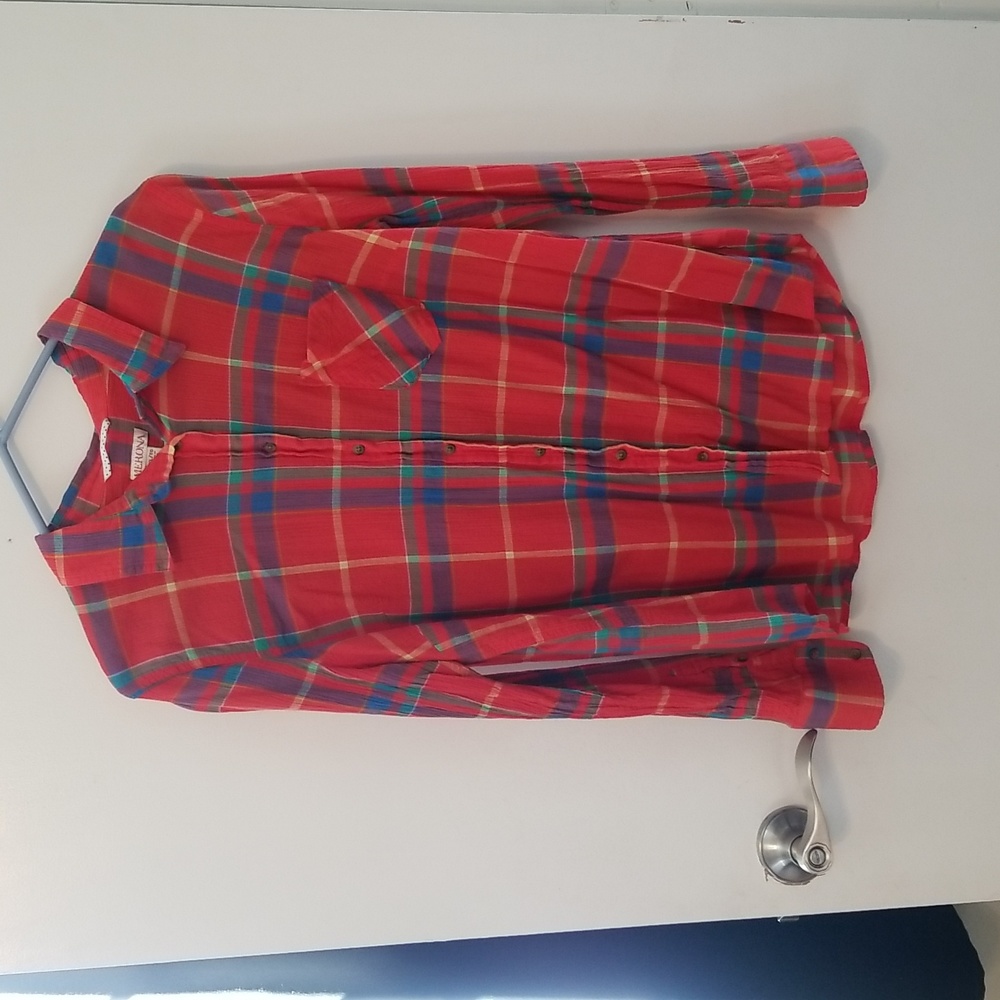 Women's merona button down plaid top, XL